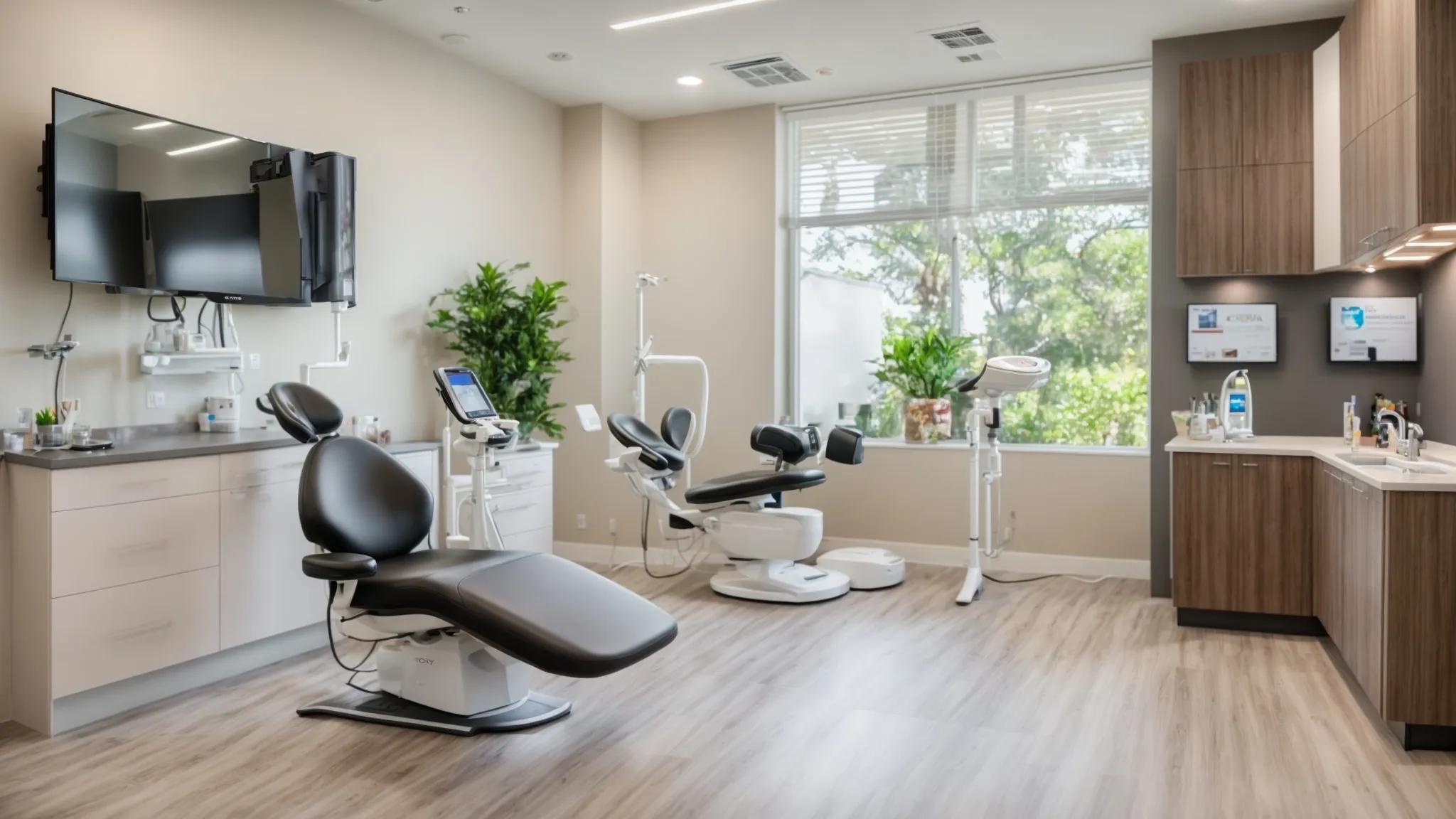 a bright and welcoming dental office in san antonio, featuring modern cosmetic dentistry equipment and a serene atmosphere, highlighting the accessibility and affordability of dental care.