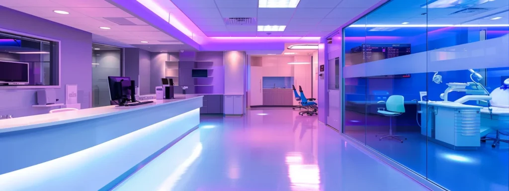 a bright, modern dental clinic in grand prairie, texas, showcases a sleek invisalign consultation room with polished surfaces and inviting colors, emphasizing advanced orthodontic technology and patient comfort.